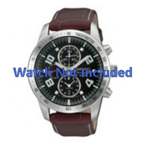 Seiko horlogeband 7T62-0HX0 / SNAC11P1 / 4A332JL  Leder Bruin 21mm + wit stiksel